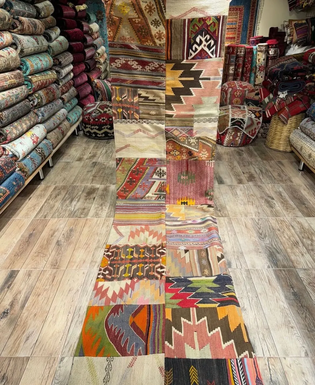 Handmade Vintage Patchwork Kilim Runner – Made in Türkiye