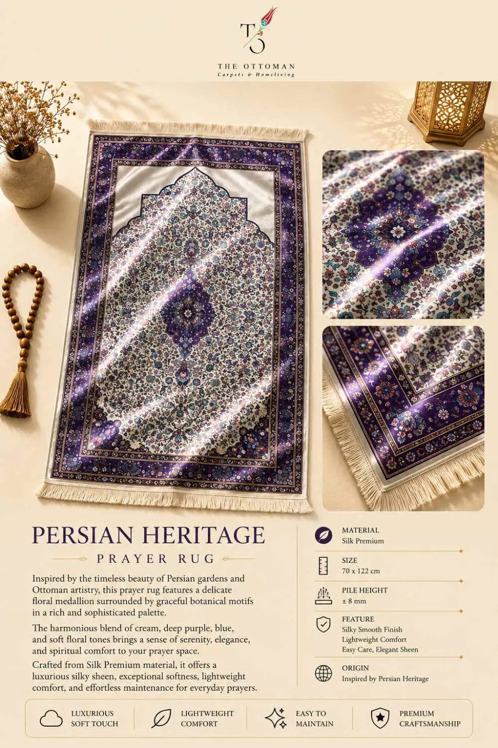 Persian Heritage Prayer Rug