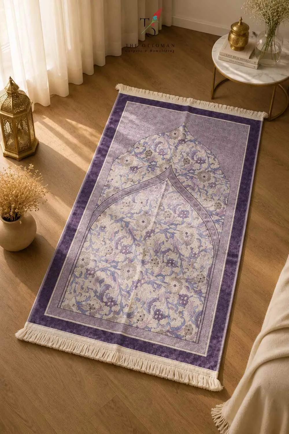 Ottoman Lilac Silk Art Prayer Rug