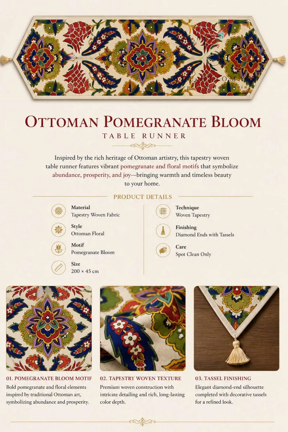 Ottoman Grand Entrywa Table Runner