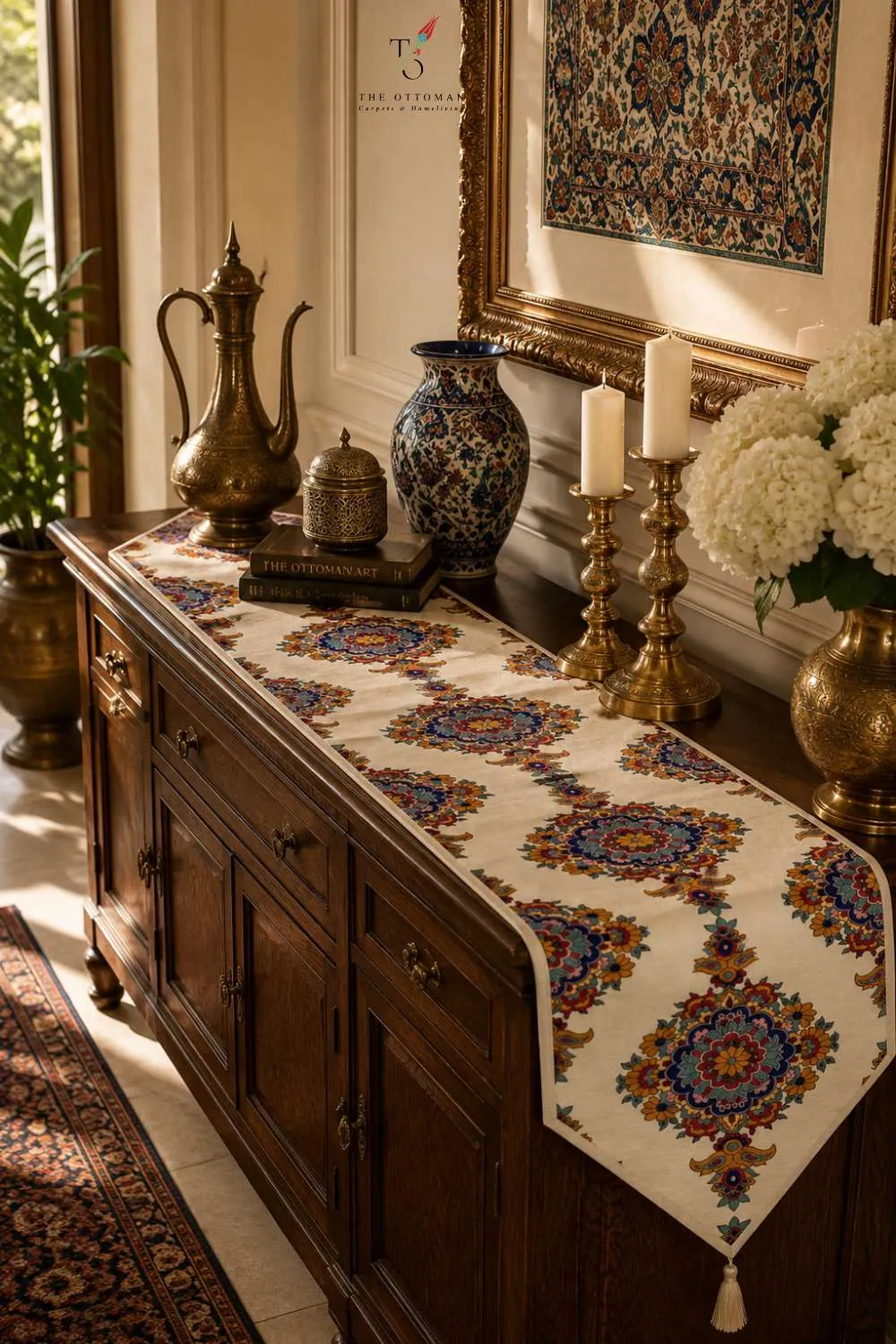 Ottoman Mosaic Medallion Table Runner