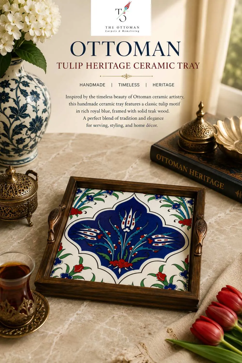 Ottoman Tulip Heritage Ceramic Tray